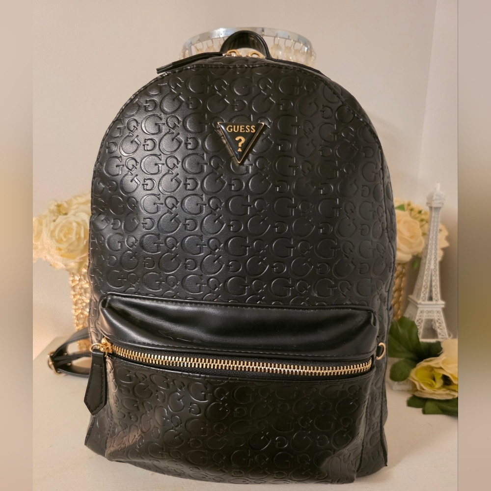 Guess Black Embossed Backpack